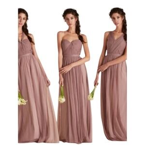 Birdy Grey Christina Convertible Mauve Maxi Tulle Dress XL Sandy Mauve